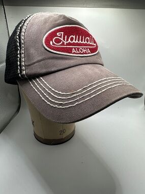 Robin Ruth Taupe Baseball Cap with Red Hawaii Patch